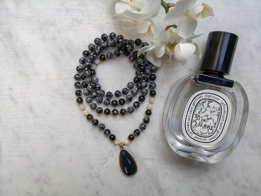 Black Obsidian mala necklace